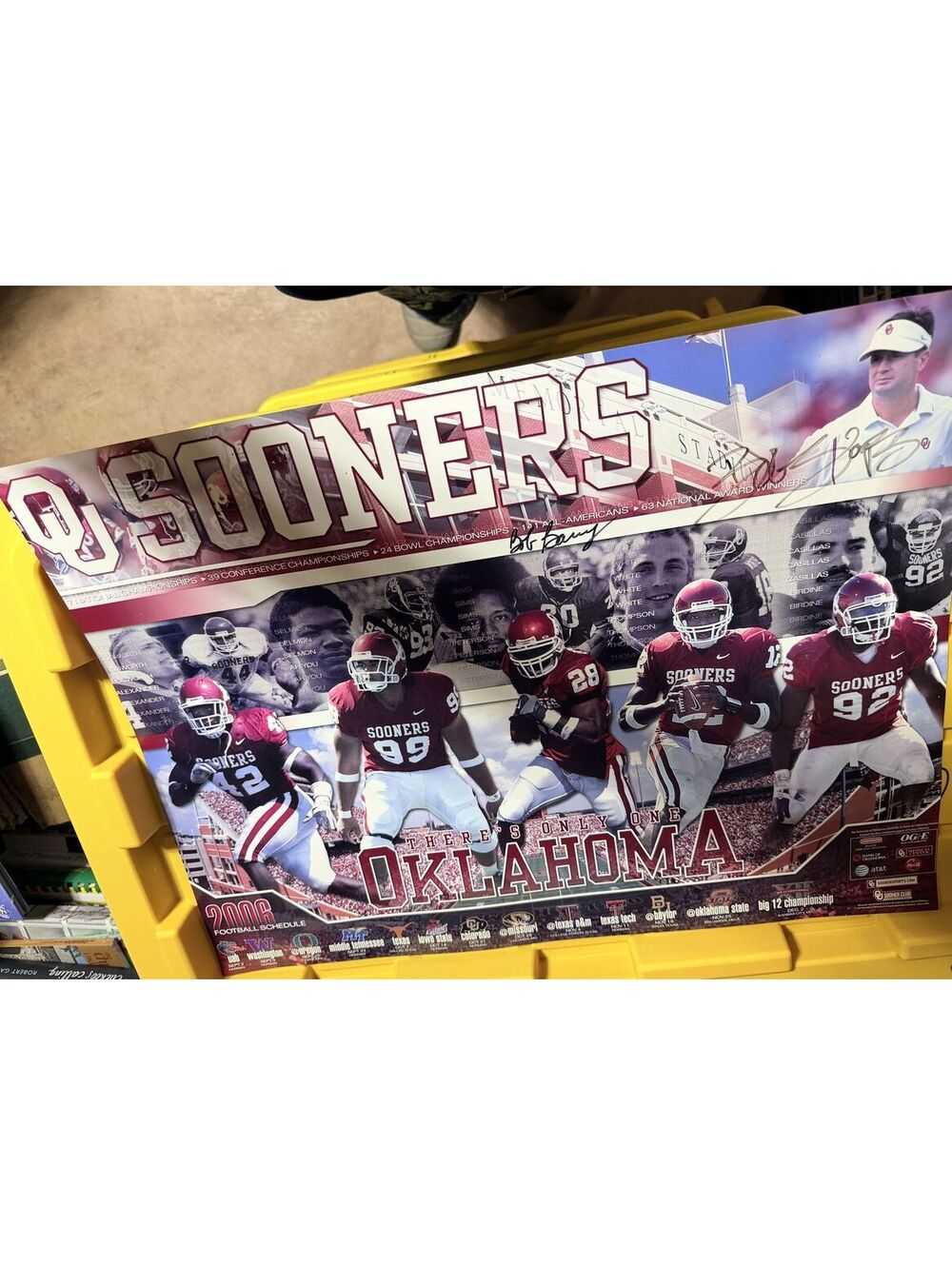 2006 Oklahoma Sooners Football Schedule Poster Signed Bob Stoops NCAA Autograph